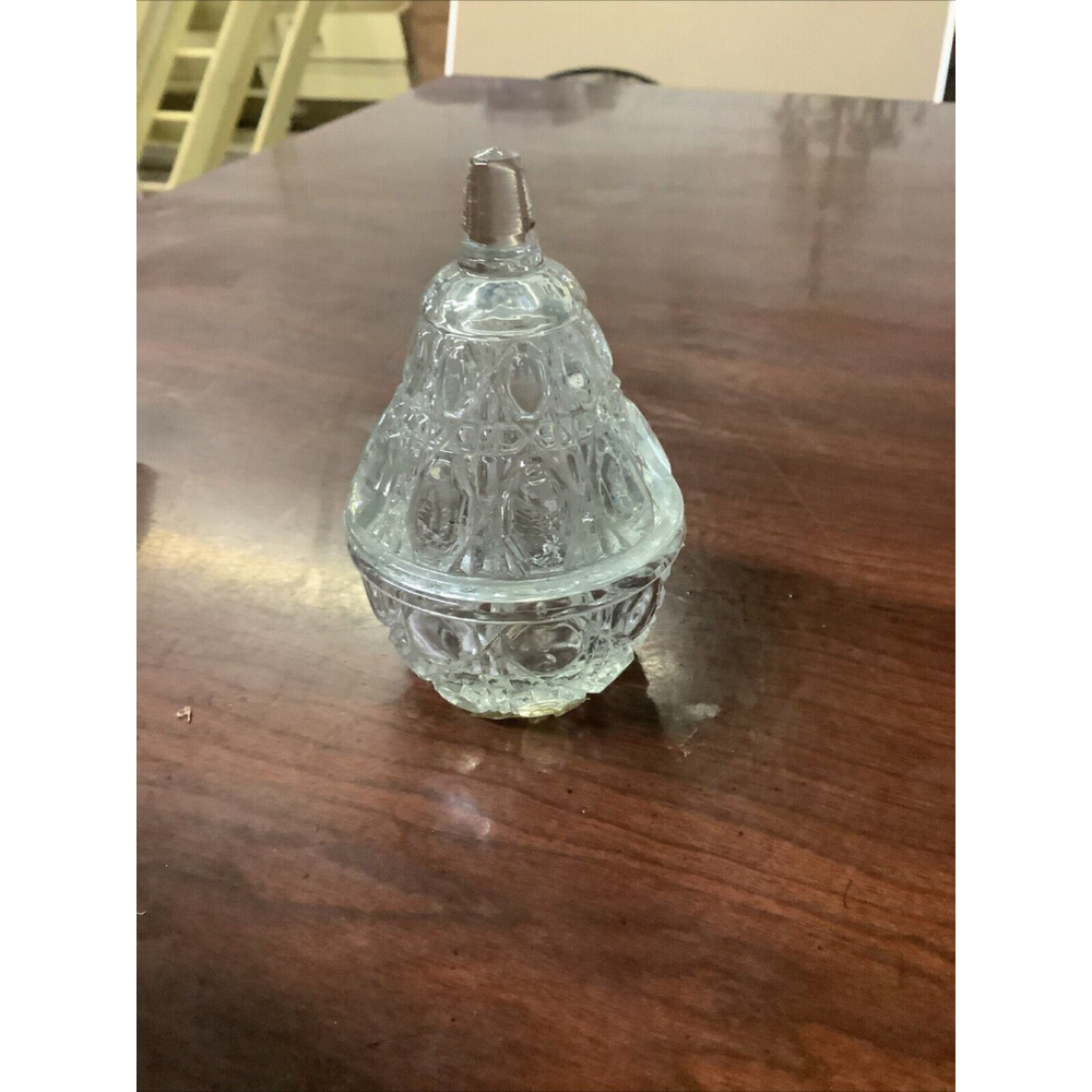 Anna Hutte Lead Crystal Pear Shaped Trinket Holder With Lid Vintage 4.25”
